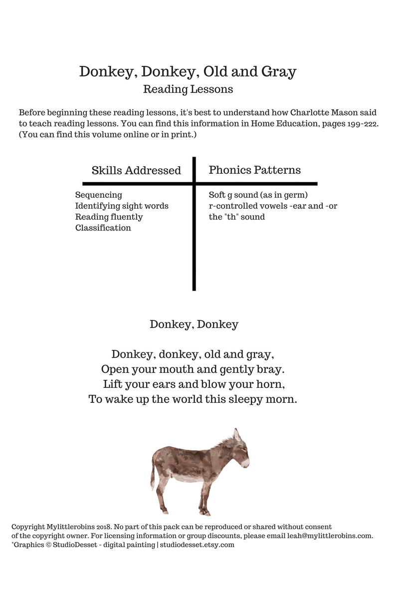 Donkey, Donkey Reading Printable Pack